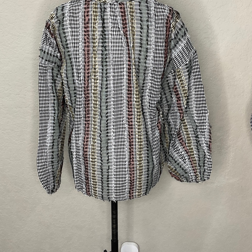 556 - Lou & Grey NWT Striped Blouse with Earthy Tones, Size S & XL - Picture 3 of 7